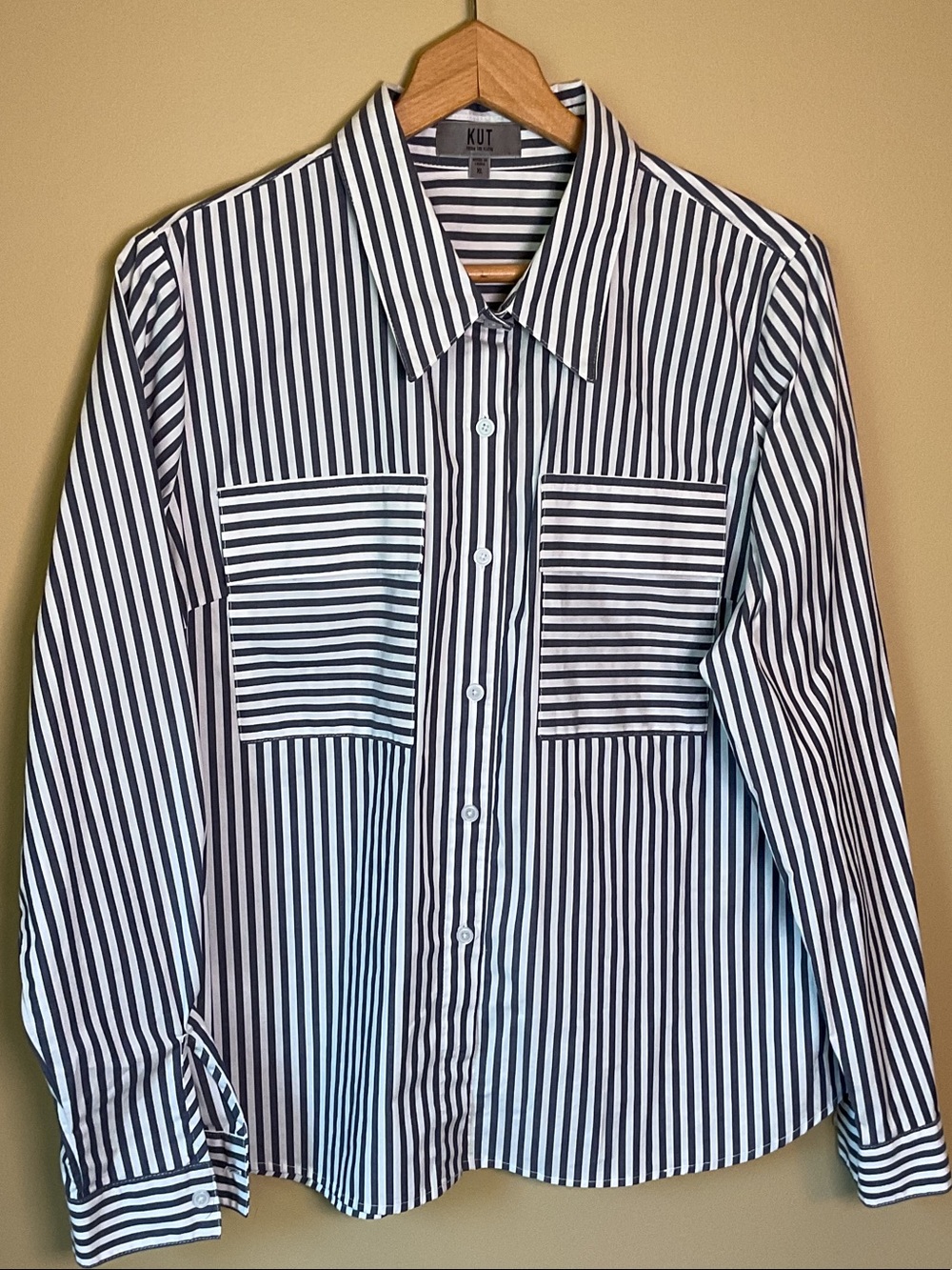 Kut from the Kloth Women’s blue and White Striped Blouse Size XL